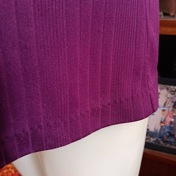 XL Vintage Purple Ribbed Short-Sleeve Mock Neck Blouse 1970's Single Stitch Plum - Picture 5 of 8